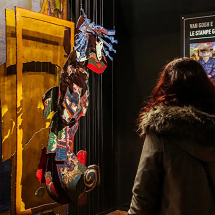 Two people enjoying Starry Night - Van Gogh Exhibit